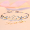 trendy connected heart bracelets women,wholesale 925 sterling silver diamond bracelets jewelry OEM